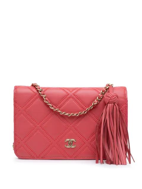 2017-2018 CC Quilted Lambskin Double Stitch Tassel Wallet On Chain crossbody bag by CHANEL 