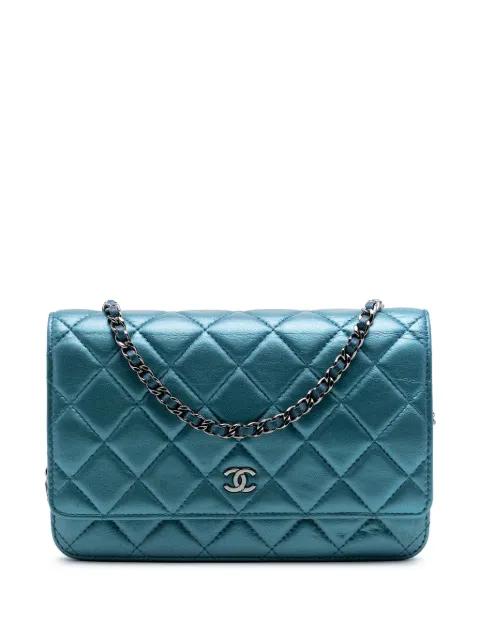 2017-2018 CC Quilted Metallic Lambskin Wallet On Chain crossbody bag by CHANEL 