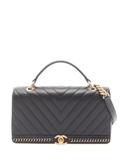 2017-2018 Chevron Lambskin Stitched Chain Top Handle Flap satchel by CHANEL 