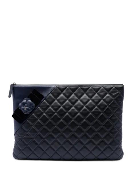 2017-2018 Large Quilted Lambskin Camellia O Case clutch bag by CHANEL 