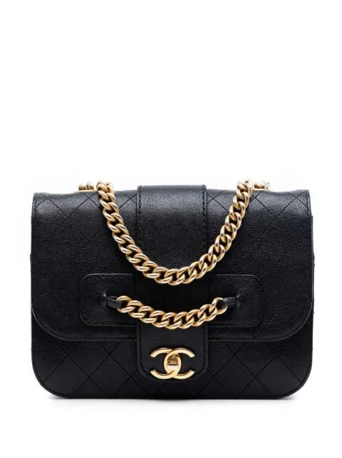 2017-2018 Large Quilted Sheepskin Front Chain Flap crossbody bag by CHANEL 