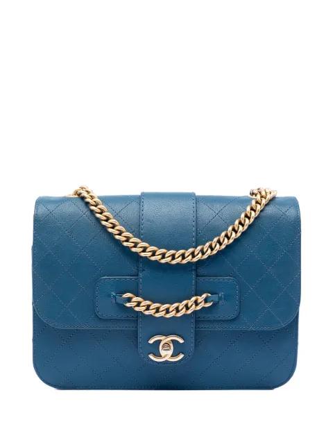 2017-2018 Large Quilted Sheepskin Front Chain Flap crossbody bag by CHANEL 
