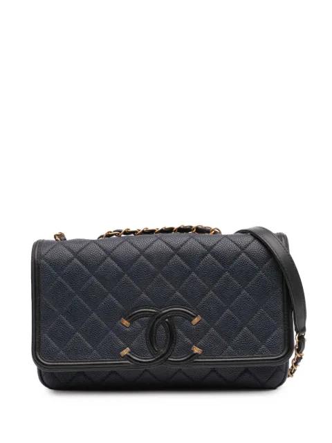 2017-2018 Medium Bicolor Caviar CC Filigree Flap crossbody bag by CHANEL 