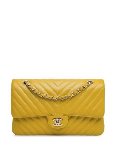 2017-2018 Medium Classic Chevron Lambskin Double Flap shoulder bag by CHANEL 