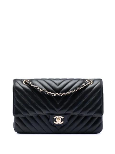 2017-2018 Medium Classic Chevron Lambskin Double Flap shoulder bag by CHANEL 