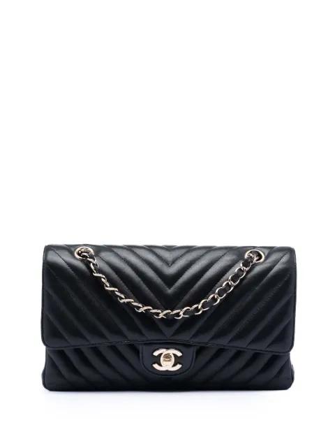 2017-2018 Medium Classic Chevron Lambskin Double Flap shoulder bag by CHANEL 
