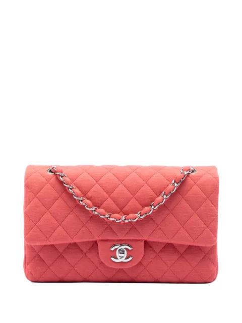 2017-2018 Medium Classic Jersey Double Flap shoulder bag by CHANEL 