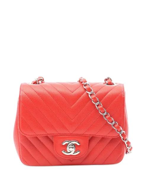 2017-2018 Mini Square Classic Chevron Caviar Single Flap crossbody bag by CHANEL 2017-2018 Mini Square Classic Chevron Caviar Single Flap crossbody bag by CHANEL
