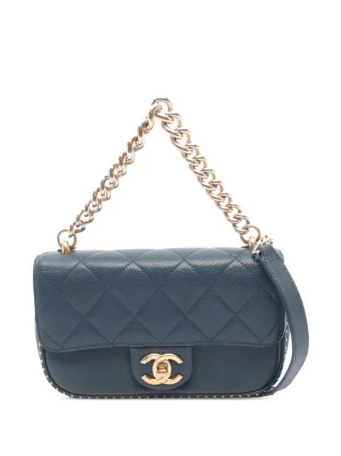 2017-2018 Quilted Caviar Studded Chain Handle Flap satchel by CHANEL 