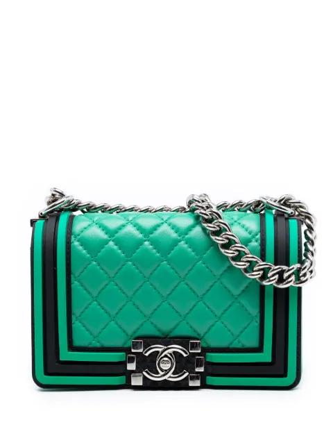 2017-2018 Small Bicolor Quilted Lambskin and Rubber Boy Flap crossbody bag by CHANEL 