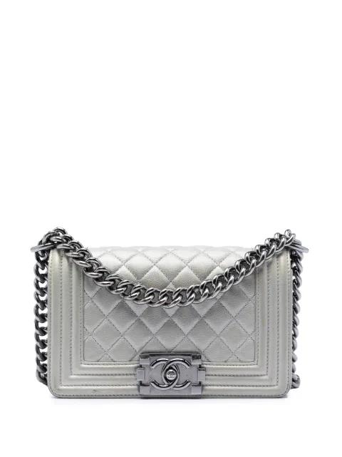 2017-2018 Small Quilted Metallic Caviar Boy Flap crossbody bag by CHANEL 