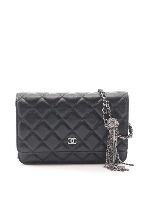 2018-2019 CC Quilted Aged Calfskin Tassel Wallet On Chain crossbody bag by CHANEL 