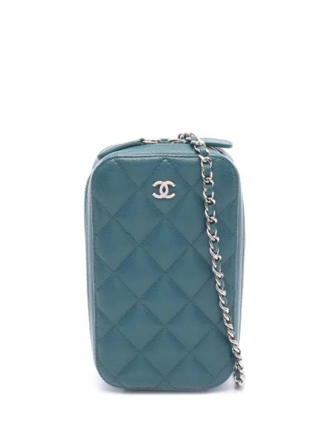 2018-2019 CC Quilted Caviar Phone Holder crossbody bag by CHANEL 