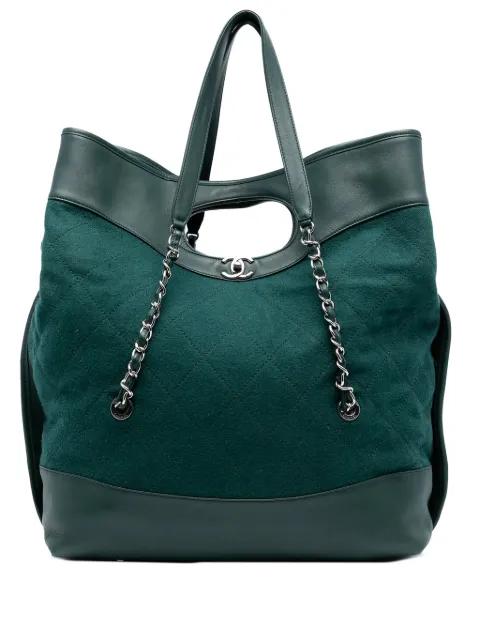2018-2019 Extra Large Stitched Wool and Calfskin 31 Shopping Bag satchel by CHANEL 