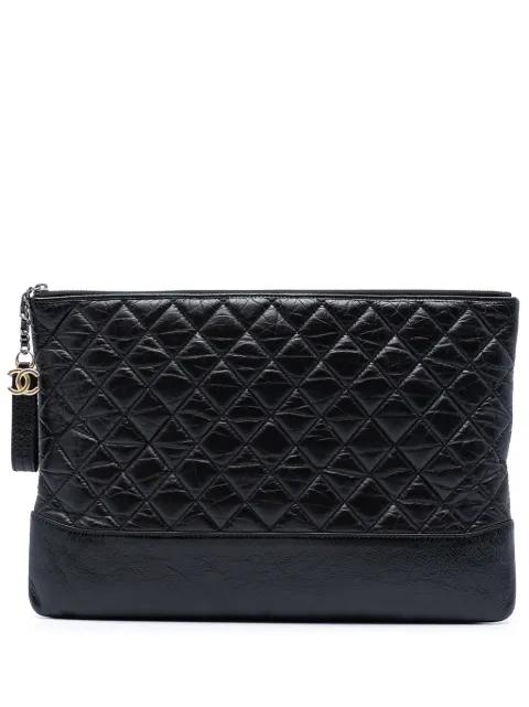 2018-2019 Large Aged Calfskin Gabrielle O Case clutch bag by CHANEL 