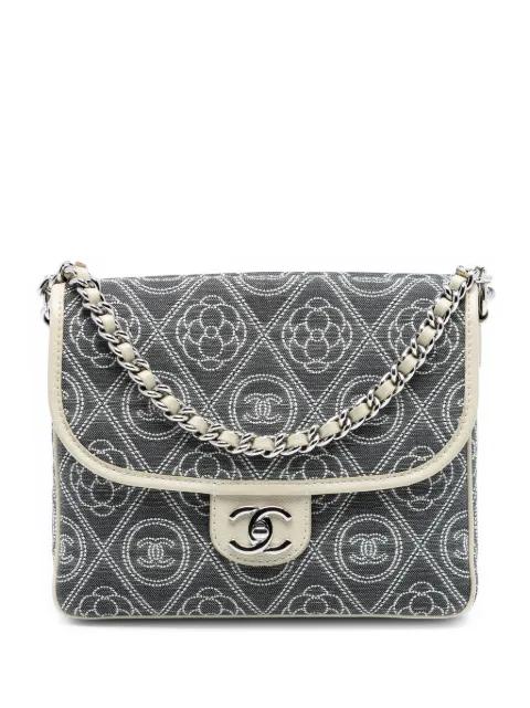 2018 Camellia Printed Canvas Double Side Flap satchel by CHANEL 