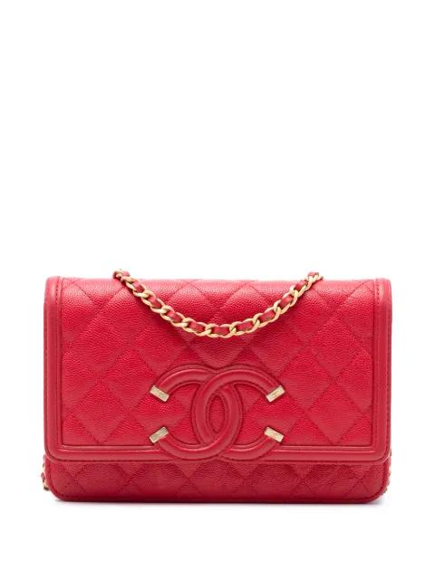2018 Caviar CC Filigree Wallet On Chain crossbody bag by CHANEL 