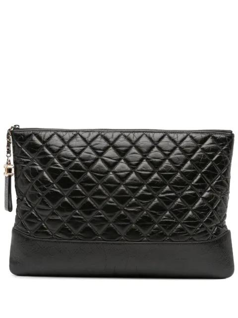 2018 Large Aged Calfskin Gabrielle O Case clutch bag by CHANEL 