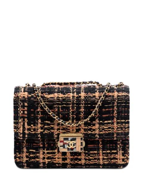 2018 Medium Quilted Tweed Beauty Lock Flap crossbody bag by CHANEL 