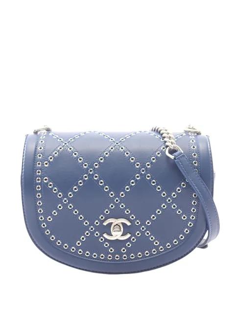 2018 Mini Calfskin Coco Eyelets Round Flap crossbody bag by CHANEL 
