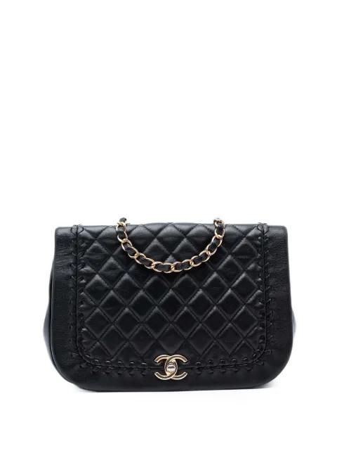 2018 Quilted Lambskin Braided Saddle Flap crossbody bag by CHANEL 