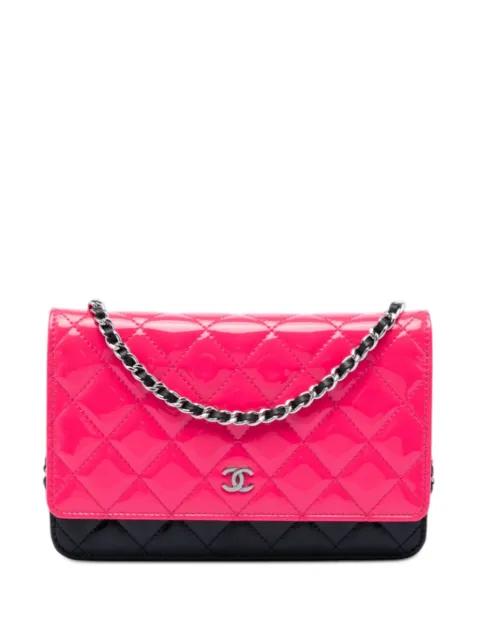 2019 CC Bicolor Quilted Patent Wallet on Chain crossbody bag by CHANEL 