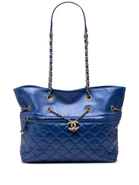 2019 CC Calfskin Front Zip Drawstring Chain tote bag by CHANEL 