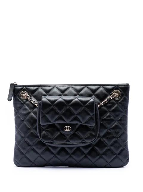 2019 CC Quilted Lambskin Pouch with Mini Flap Purse clutch bag by CHANEL 