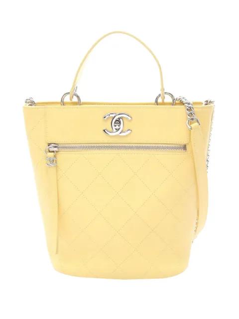 2019 CC Stitched Calfskin Top Handle bucket bag by CHANEL 