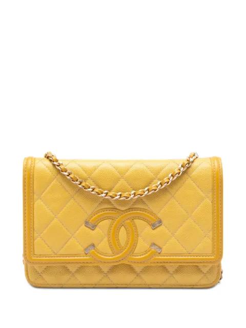 2019 Caviar CC Filigree Wallet On Chain crossbody bag by CHANEL 