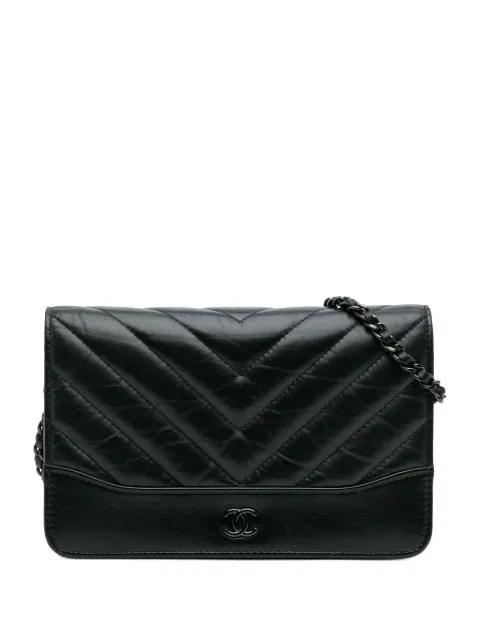 2019 Chevron Aged Calfskin Gabrielle Wallet On Chain crossbody bag by CHANEL 