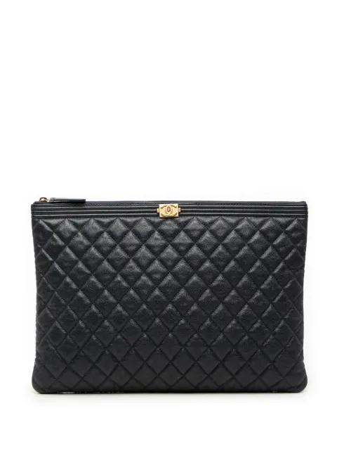 2019 Large Quilted Caviar Boy O Case clutch bag by CHANEL 
