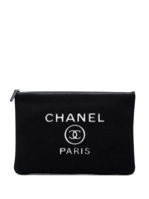 2019 Large Wool Felt Deauville O Case clutch bag by CHANEL 