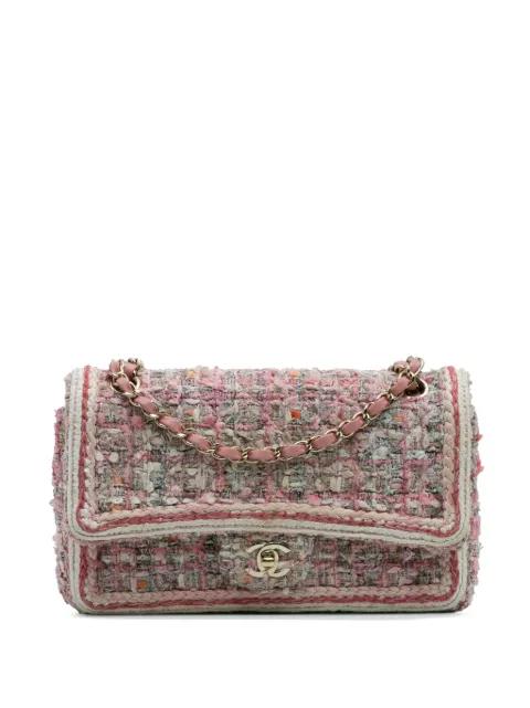2019 Medium Classic Quilted Tweed Braided Double Flap shoulder bag by CHANEL 2019 Medium Classic Quilted Tweed Braided Double Flap shoulder bag by CHANEL
