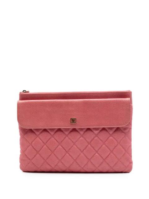 2019 Medium Iridescent Quilted Caviar Flap Cosmetic Case clutch bag by CHANEL 