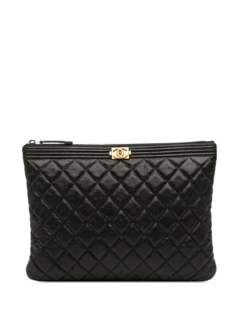2019 Medium Quilted Caviar Boy O Case clutch bag by CHANEL 