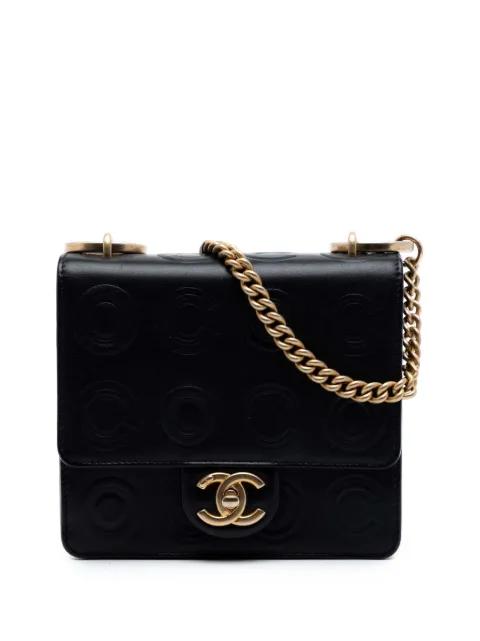 2019 Mini Square Calfskin Coco Embossed Flap crossbody bag by CHANEL 