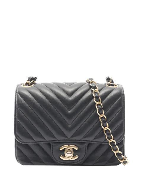 2019 Mini Square Classic Chevron Lambskin Single Flap crossbody bag by CHANEL 