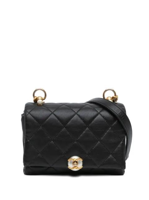 2019 Quilted Calfskin Pearl CC Accordion Flap crossbody bag by CHANEL 
