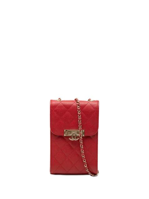 2019 Quilted Caviar Golden Class Phone Holder crossbody bag by CHANEL 