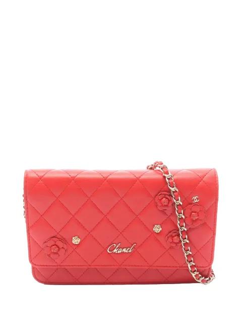 2019 Quilted Lambskin Camellia Charms Wallet on Chain crossbody bag by CHANEL 