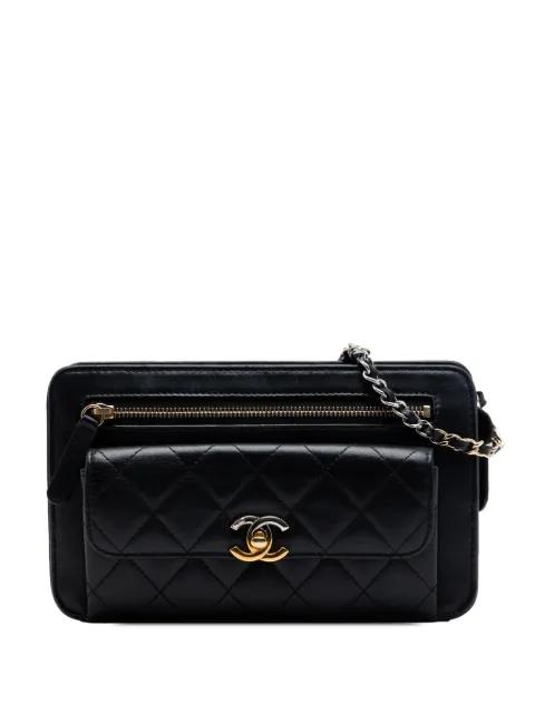 2019 Quilted Lambskin Front Pocket Clutch With Chain shoulder bag by CHANEL 