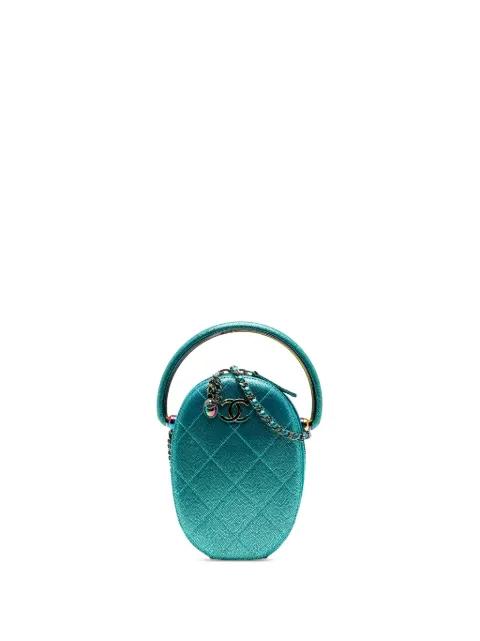 2019 Quilted Metallic Caviar Rainbow Hardware Oval Camera Bag satchel by CHANEL 