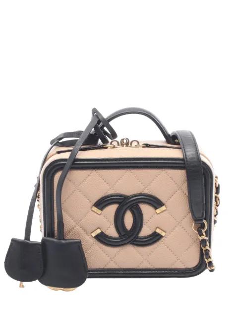 2019 Small Bicolor Caviar CC Filigree Vanity Case satchel by CHANEL 