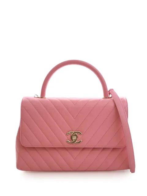 2019 Small Caviar Chevron Coco Top Handle Bag satchel by CHANEL 