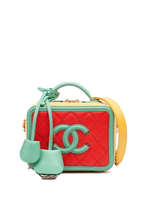 2019 Small Tricolor Caviar CC Filigree Vanity Case satchel by CHANEL 