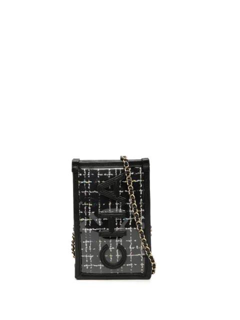2019 Tweed and PVC Phone Clutch with Chain crossbody bag by CHANEL 