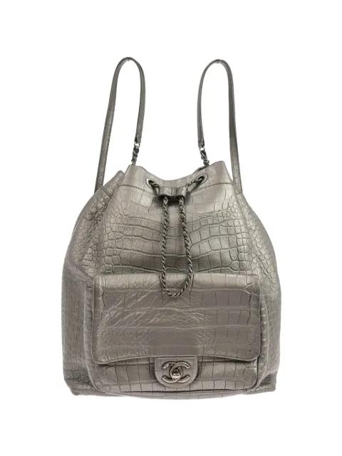 2019 crocodile-embossed leather backpack by CHANEL 
