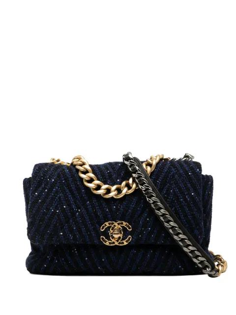 2020 Large Chevron Tweed Sequin 19 Flap satchel by CHANEL 
