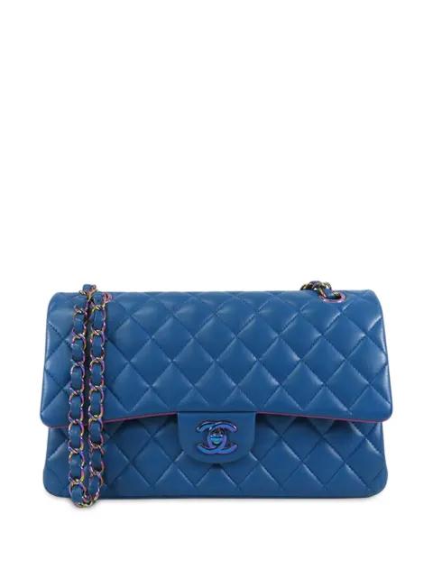2020 Medium Classic Lambskin Rainbow Hardware Double Flap shoulder bag by CHANEL 